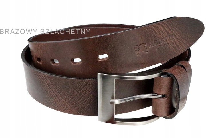 SKÓRZANY PASEK MĘSKI DO SPODNI BRĄZOWY SZEROKI PAS DO JEANSÓW GRUBA SKÓRA