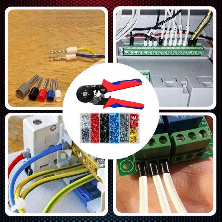 ZACISKARKA PRASKA DO KONEKTORÓW KABLI PRZEWODÓW 1800 SZT TULEJEK