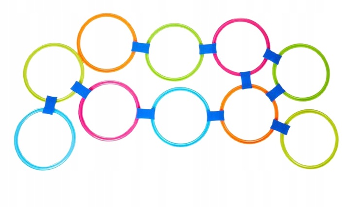 GRA DO SKAKANIA W KLASY PIERSCIENIE OBRĘCZE 10 EL. KOLOROWE KOŁA I ŁĄCZNIKI