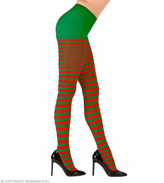 RAJSTOPY ELFA ELFKI W ZIELONO-CZERWONE PASKI M