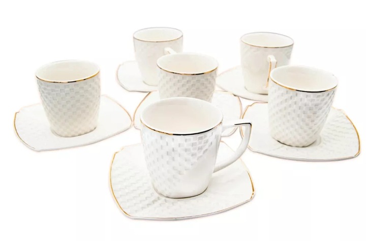 Serwis kawowy zestaw filiżanek ze spodkiem 240 ml 6+6 porcelanowy
