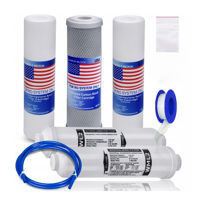 Wkłady do Filtra Wody Osmoza RO6 WWL2 WML2 DUŻY ZESTAW KOMPLET WKŁADÓW