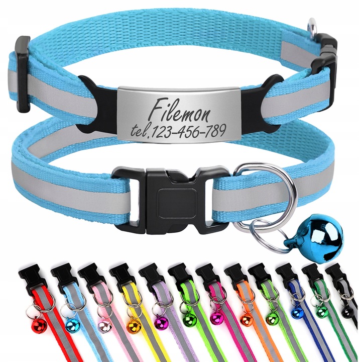 Odblaskowa Obroża Kota Psa dzwonek + Identyfikator