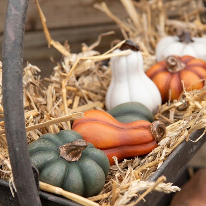 FIGURKA DYNIA OZDOBNA NA JESIEŃ HALLOWEEN DO DOMU OGRODU BIAŁA MAŁA 2
