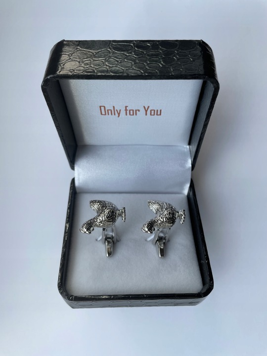 Spinki do mankietów EXC KURA Kurka Nioska Znosząca Złote Jaja w białym Etui