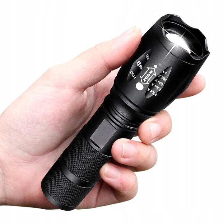 Mocna Latarka TAKTYCZNA LED Policyjna dioda ZOOM NA BIWAK SZPERACZ MEGA