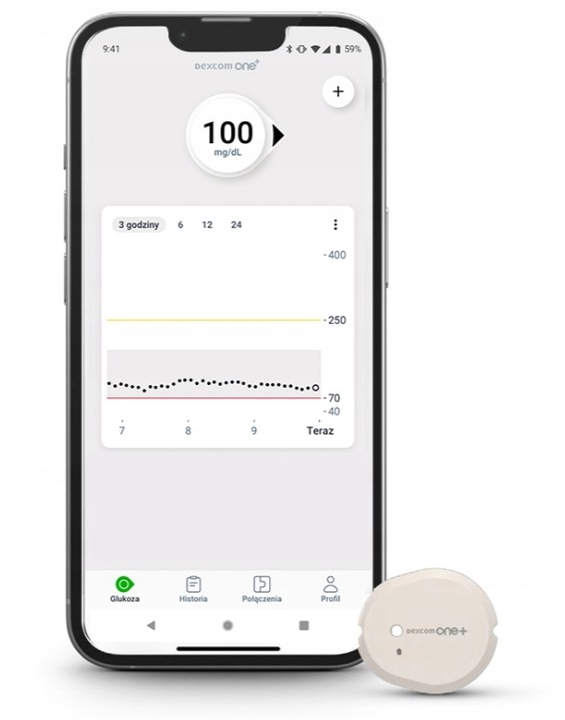 Sensor Dexcom ONE+ do Ciągłego Monitorowania Pomiaru Glikemii + Aplikacja