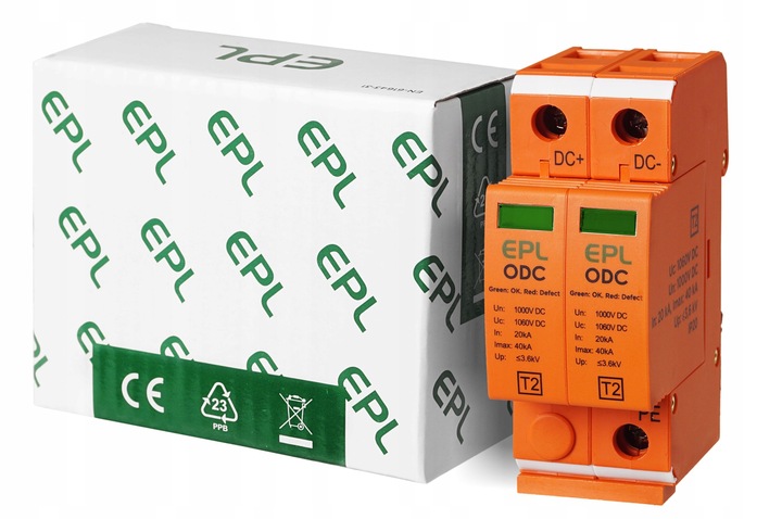 OGRANICZNIK OCHRONNIK PRZEPIĘĆ PRZEPIĘCIOWY FOTOWOLTAIKA 1000V DC 2P