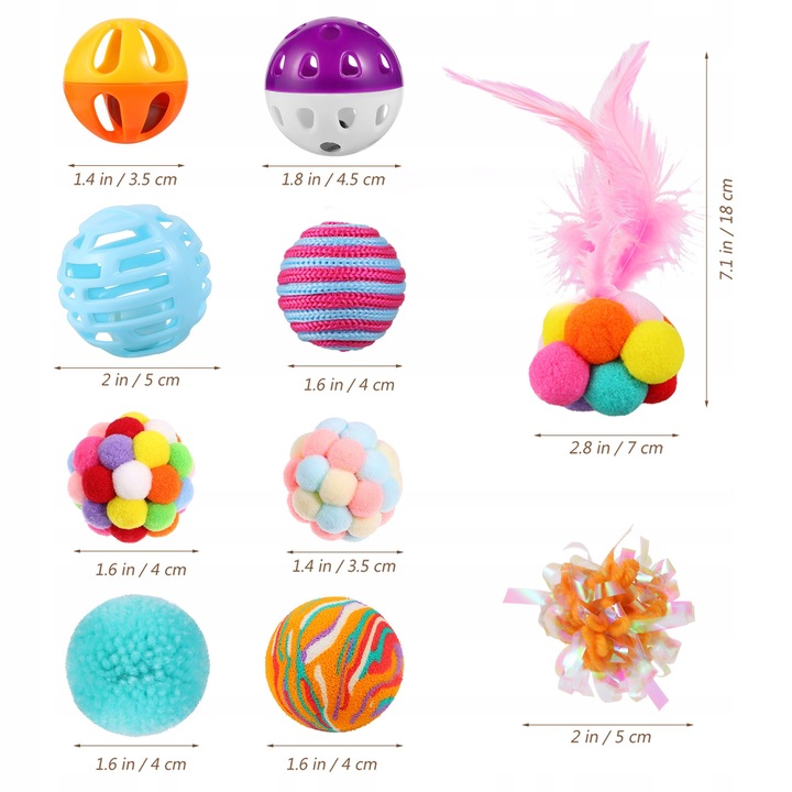 ZESTAW ZABAWEK DLA KOTA ZABAWKI DO TRENINGU KOTÓW 18 SZT