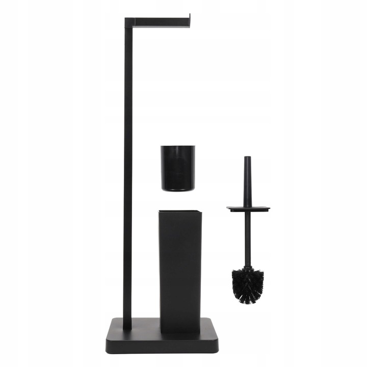 STOJAK NA PAPIER TOALETOWY CZARNY Z POJEMNIKIEM NA SZCZOTKĘ 2W1