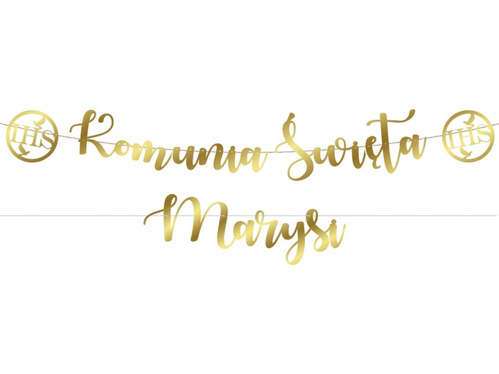Personalizowany Baner złoty z napisem Komunia Święta Imię