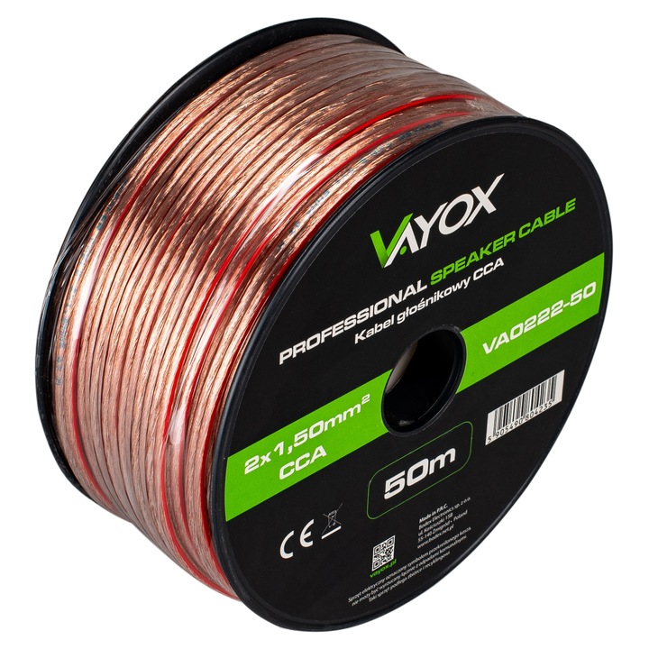 KABEL PRZEWÓD GŁOŚNIKOWY DWUŻYŁOWY PROFESJONALNY AUDIO HQ 2x1,5mm 50m