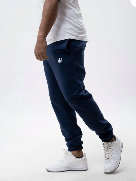 SPODNIE DRESOWE MĘSKIE BAWEŁNIANE Granatowe Jigga Wear White Crown L