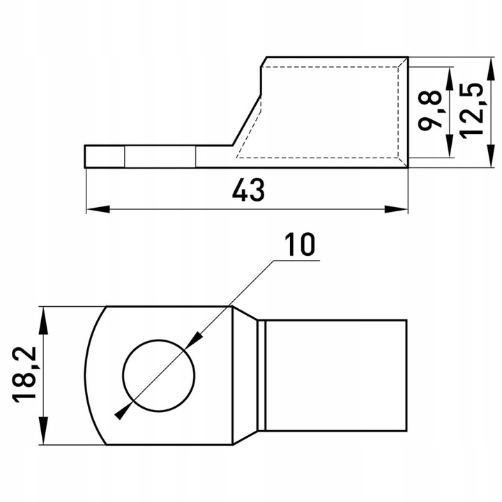 10x KOŃCÓWKA KABLOWA MIEDZIANA OCYNOWANA KONEKTOR OCZKO CU 50mm2 M10,5