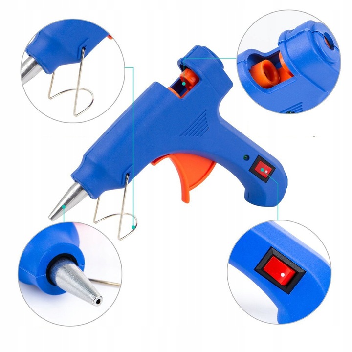 PRECYZYJNY PISTOLET DO KLEJENIA NA GORĄCO KLEJARKA + ZESTAW 60 LASEK