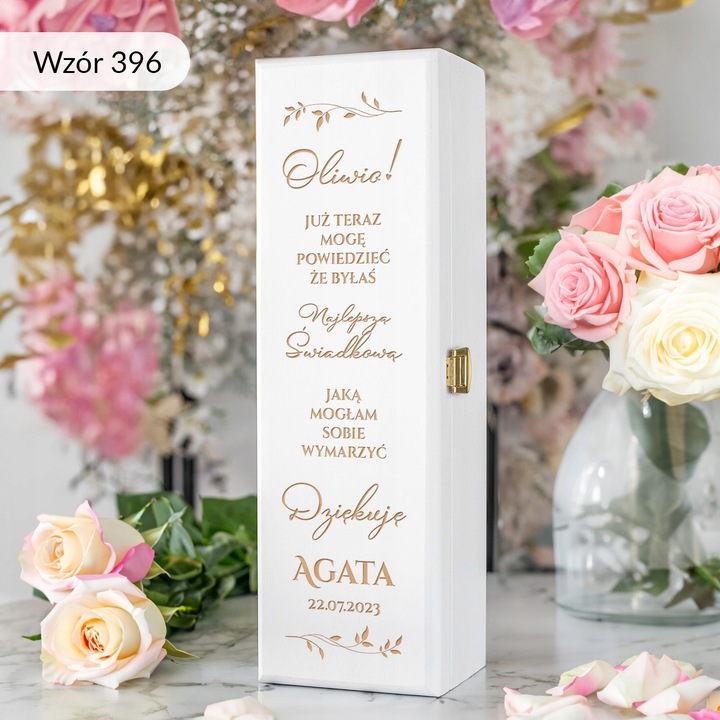 PODZIĘKOWANIE DLA ŚWIADKOWEJ SKRZYNKA NA WINO PREZENT DLA ŚWIADKOWEJ