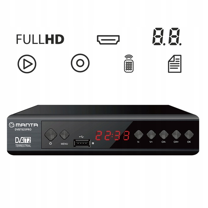 TUNER DEKODER DVBT2 DVBT 2 TV NAZIEMNEJ HEVC H.265 HDMI PVR EPG FULL