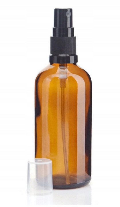 Butelka szklana brązowa 100 ml z atomizerem czarnym spray 10szt