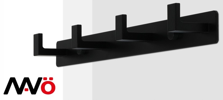 WIESZAK NA UBRANIA DO PRZEDPOKOJU ŚCIENNY CZARNY LOFT LISTWA Z 4