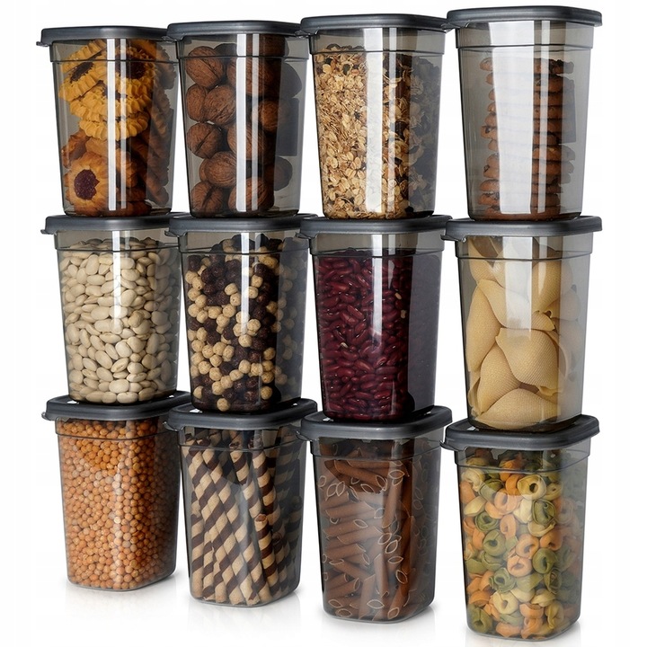 12x Pojemniki KUCHENNE produkty sypkie żywność kawę cukier sól makaron