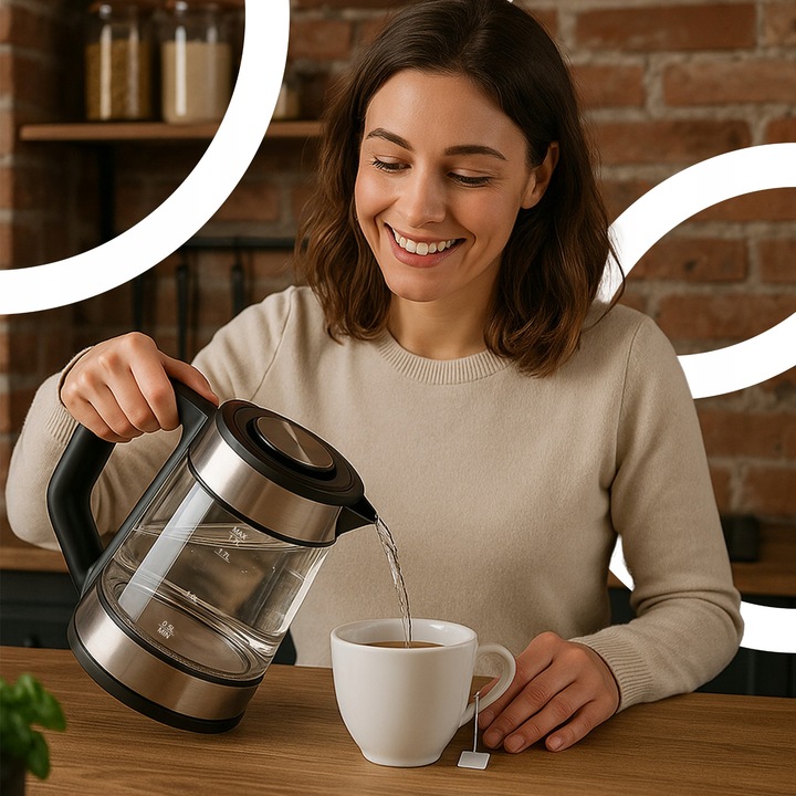 DUŻY CZAJNIK ELEKTRYCZNY 1,7L REGULACJA TEMPERATURY PODŚWIETLANY RGB