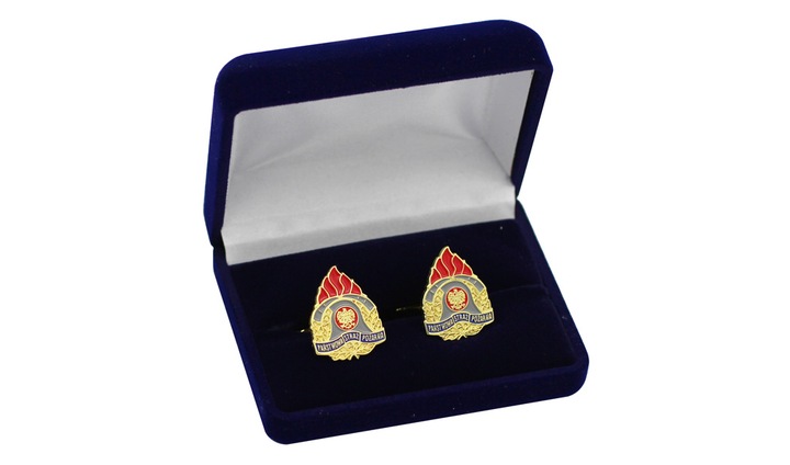 PSP STRAŻ POŻARNA SPINKI DO MANKIETÓW+ETUI GRATIS