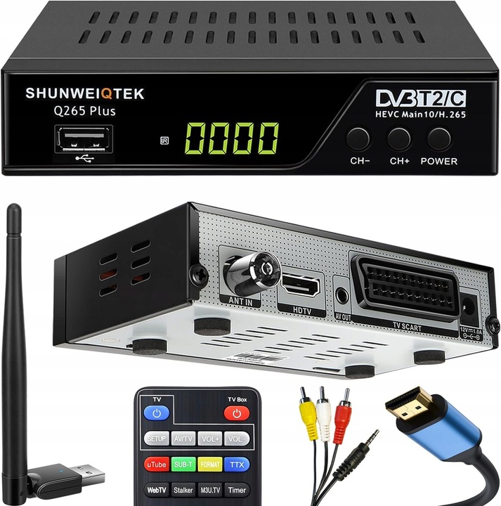 DEKODER CYGROWY Shunweiqtek Q265 Plus tuner DVB T2, Wi-Fi USB nagrywanie