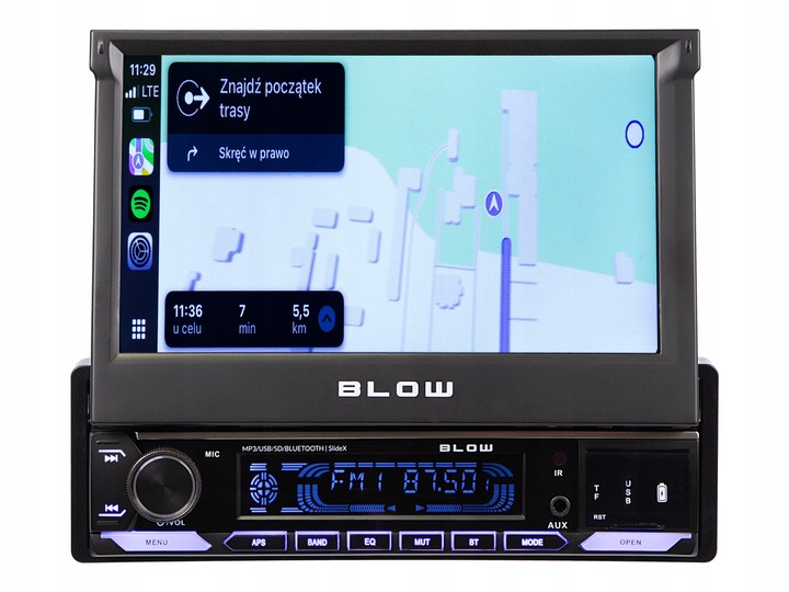 RADIO SAMOCHODOWE 1-DIN 7 CALI WYSUWANY DOTYKOWY EKRAN CARPLAY ANDROID