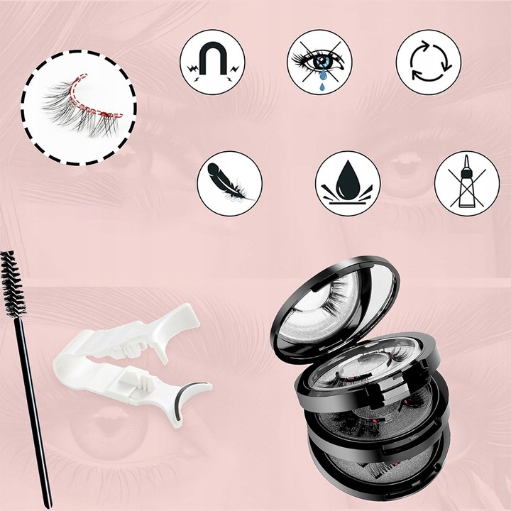 RZĘSY MAGNETYCZNE 8 PARY WIELOKROTNEGO UŻYTKU Z APLIKATOREM 3D