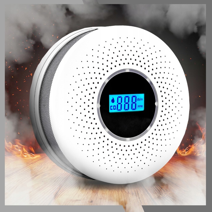 Czujnik czadu i dymu detektor tlenku węgla CO GAZU BEZPRZEWODOWY LCD