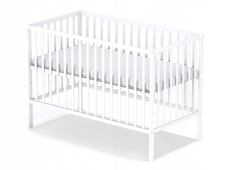 Białe Drewniane Łóżeczko Bobas Magda 120x60 cm