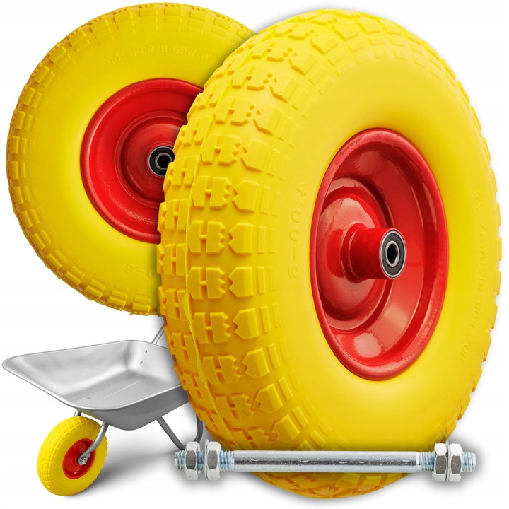 KÓŁKO DO TACZKI KOŁO DO WÓZKA PEŁNE PIANKOWE BEZDĘTKOWE 4.00-6 + OŚ