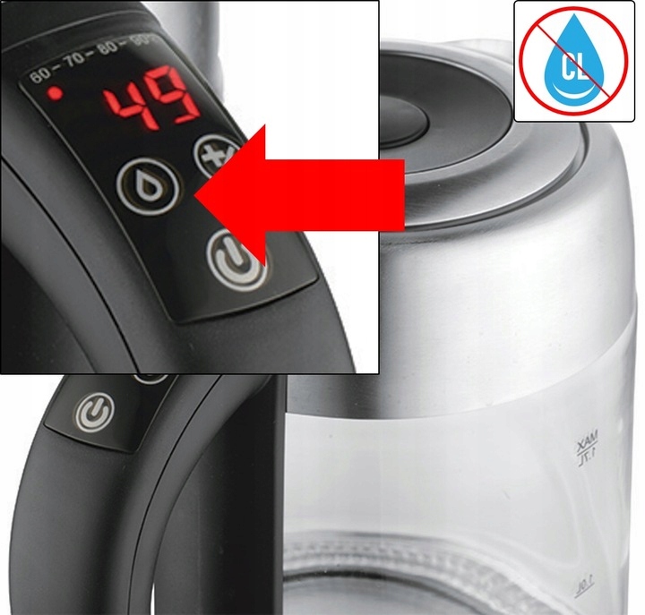 CZAJNIK ELEKTRYCZNY SZKLANY LED Z REGULACJĄ TEMPERATURY 2200W