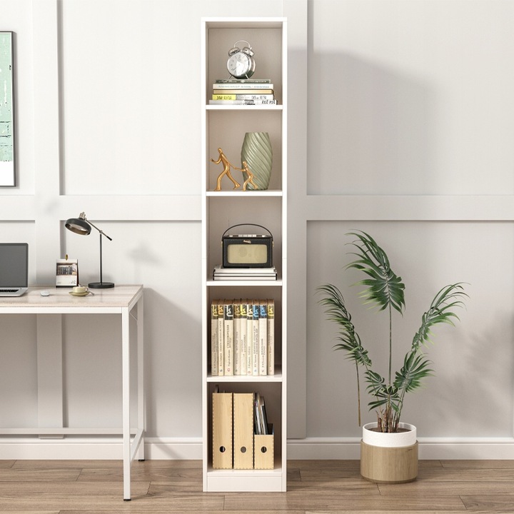 BIAŁY REGAŁ STOJĄCY NA KSIĄŻKI WYSOKI SEGREGATORY BIURO SALON LOFT 182