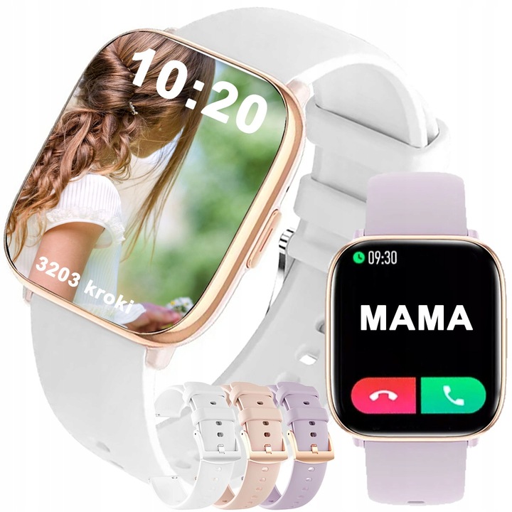 Zegarek SMARTWATCH prezent na Komunię dziewczynka 1.75CALA AMOLED - ROZMOWY