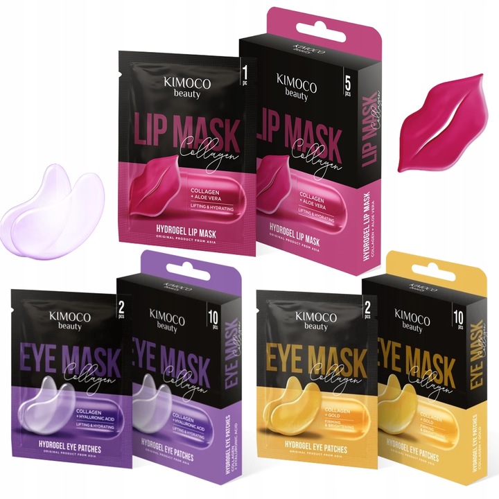 Zestaw maseczek hydrożelowych pod oczy na usta KIMOCO koreańska