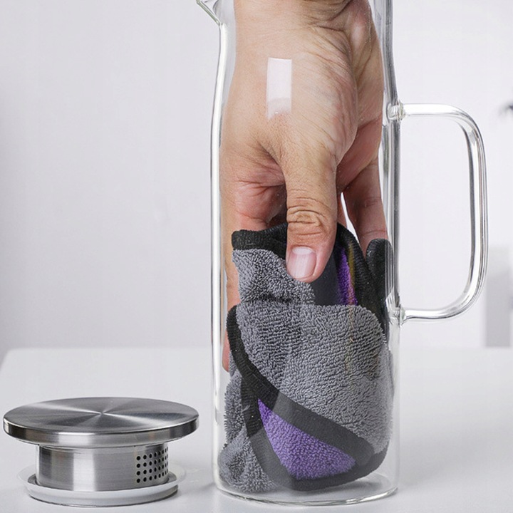 DZBANEK SZKLANY 1,5 L Z POKRYWKĄ SITKIEM ŻAROODPORNY DO HERBATY KAWY NAPOJE