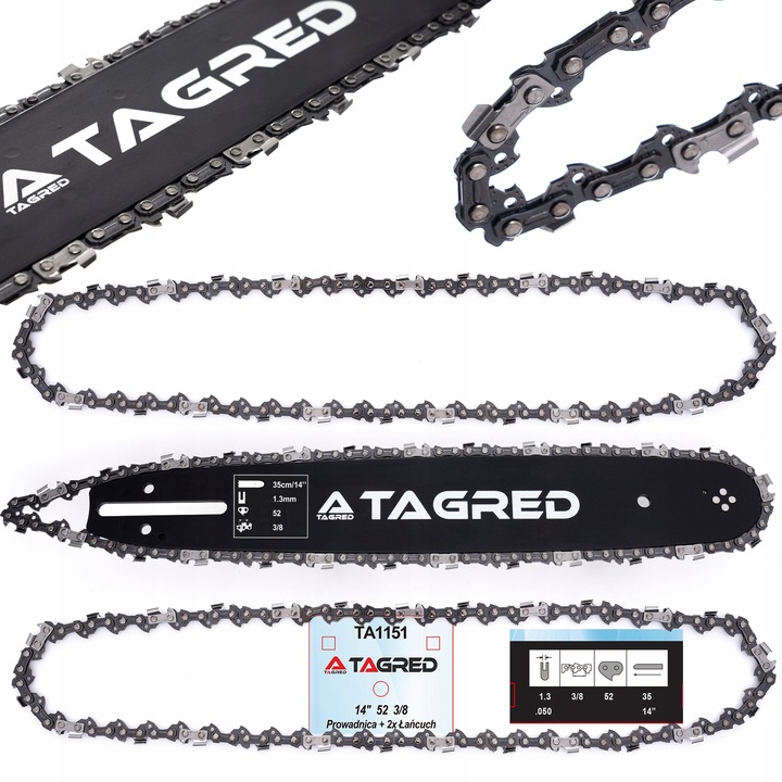 PROWADNICA 14'' 2 ŁAŃCUCHY 3/8 1,3 MM 52 DO STIHL
