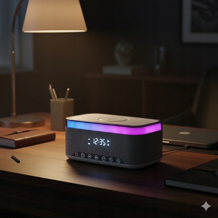 Radio Kuchenne Przenośne Bluetooth Ładowarka Indukcyjna QI Boombox AUX