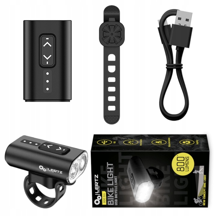 Mocna Lampka ROWEROWA Światło LED przód tył latarka 2600mAh ROWER ZESTAW