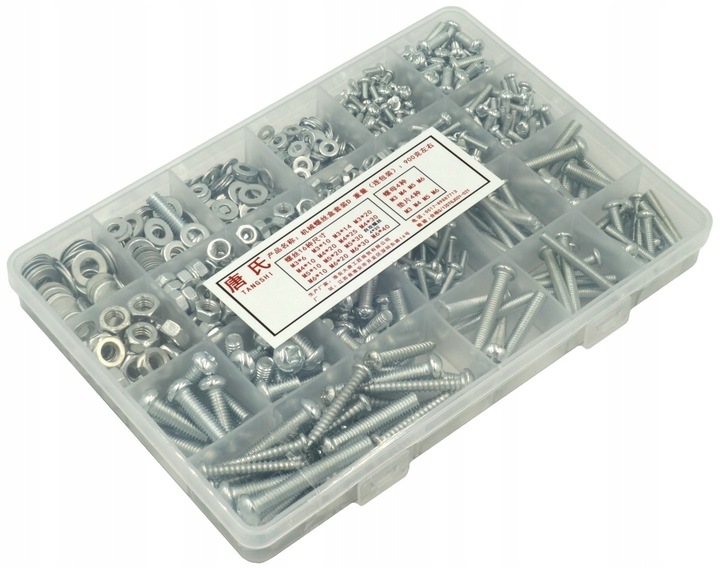 ZESTAW ŚRUBEK ŚRUB I NAKRĘTEK 1100szt W PUDEŁKU ŚRUBKI NAKRĘTKI M3 M4 M5 M6