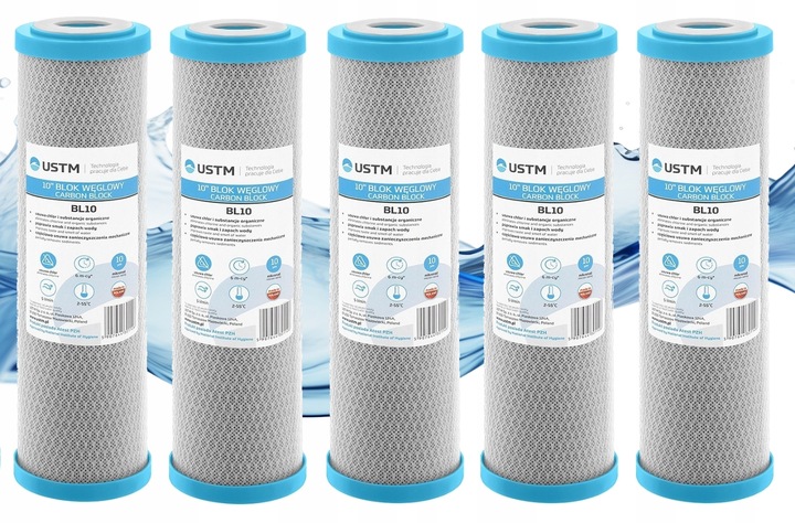 Filtr do wody wkład 10' blok węglowy uzdatniacz BL10 Ustm 5 sztuk