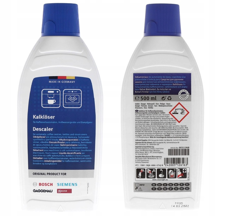 ODKAMIENIACZ do ekspresu SIEMENS ORIGINAL 0,5L