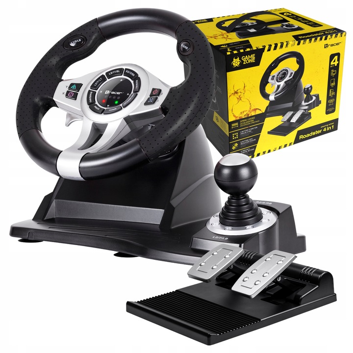 Kierownica do gier z pedałami 4w1 PS4 PC PS3 XBOX ONE BIEGI DO KOMPUTERA