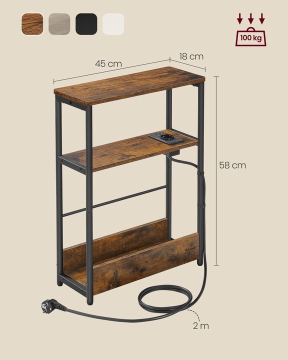 SZAFKA NOCNA STOLIK NOCNY DO SYPIALNI LOFT 48X58X18 CM SYPIALNIA WĄSKA