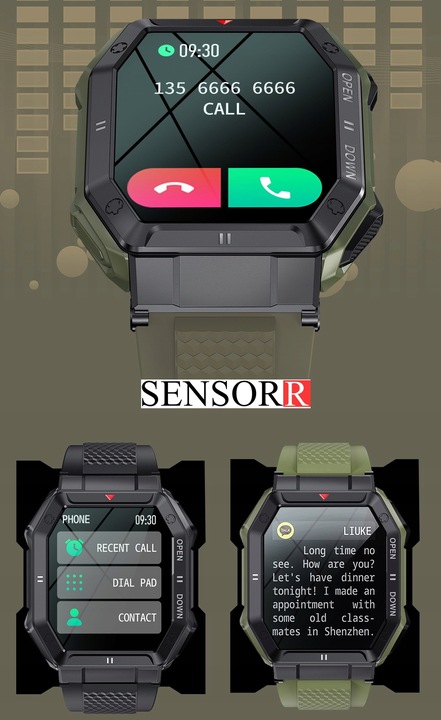 MOCNY WOJSKOWY ZEGAREK MĘSKI SMARTWATCH ROZMOWY SMS POLSKIE MENU ORYGINALNY