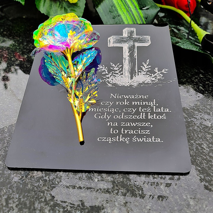 PIĘKNY ZNICZ GRAWER na cmentarz WIECZNA RÓŻA DLA BABCI I DZIADKA MAMY TATY
