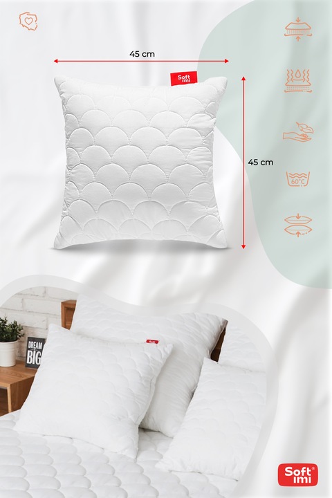 2X PODUSZKA ANTYALERGICZNA 45X45 PIKOWANA GRUBA NA ZAMEK JASIEK DO