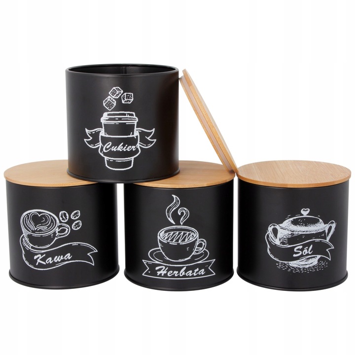 ZESTAW CHLEBAK METALOWY DESKA BAMBUSOWA + POJEMNIKI + MASELNICZKA Z NÓŻEM