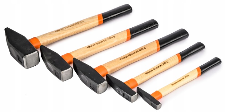 ZESTAW MŁOTKÓW MŁOTKI ŚLUSARSKIE DREWNIANY TRZONEK MŁOTEK 100g-2KG